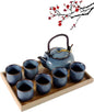 DUJUST Japanese Tea Set for 6, Kiln Altered Glaze Porcelain Tea Set by DUJUST