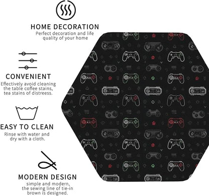 Retro Video Game for Leather Coasters Set of 4, Tabletop Protection Drink - Image 6