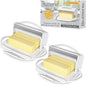 Flip Top Butter Dish with Attached Lid & Matching Knife, 2 Pack by Butterie
