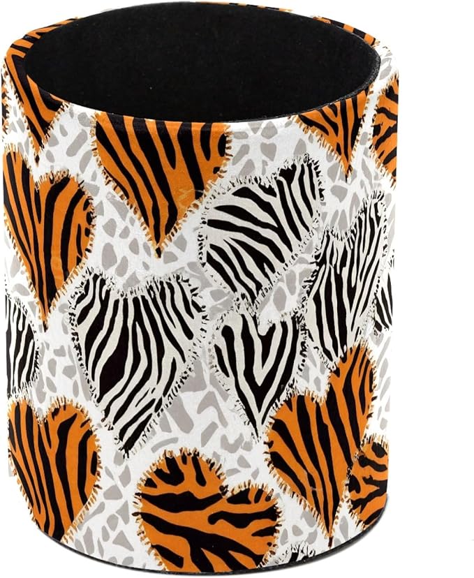 Leather Pen Holder for Desk, Tiger Zebra Print Pencil Cup Pen Organizer Makeup by Unknown