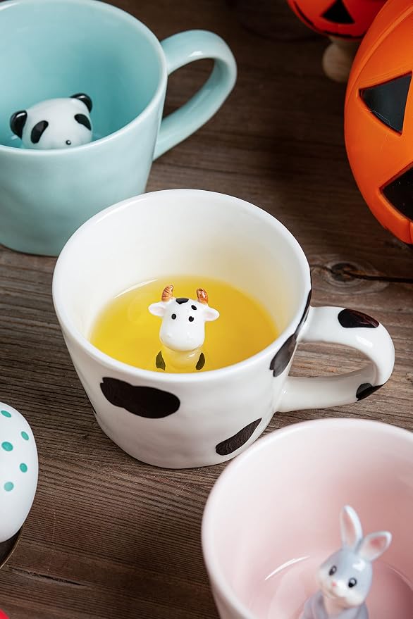 DIHOclub Cow Ceramic Cup Hidden 3D Animal Inside Mug, Cute Cartoon Handmade - Image 5