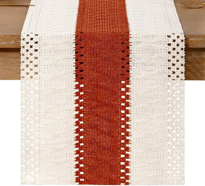 Boho Table Runner Summer Farmhouse Rustic Dining Dresser Scarf Home Decor | - Image 5