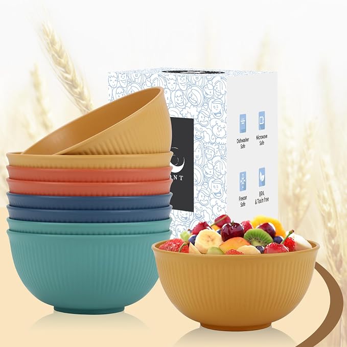 PYRMONT Unbreakable Cereal Bowl 26 OZ Alternative Plastic Bowls Reusable Wheat - Image 3