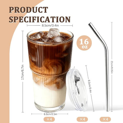 4 Packs Ribbed Glass Tumbler - Image 2