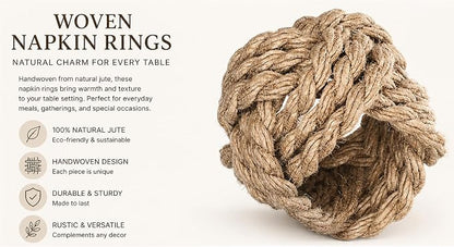 ALPHA Living HOME Woven Napkin Rings Set of 6 - Image 5