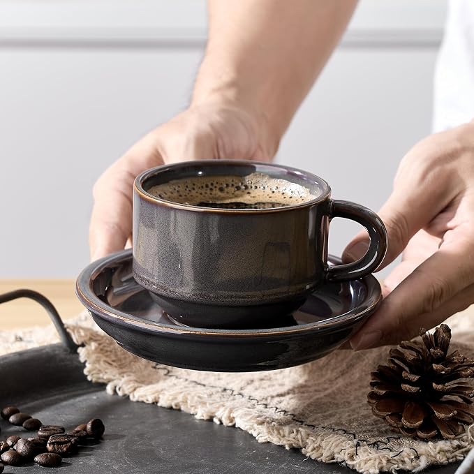 JIEMEI HOME Porcelain Stackable Cappuccino Cups - Image 2