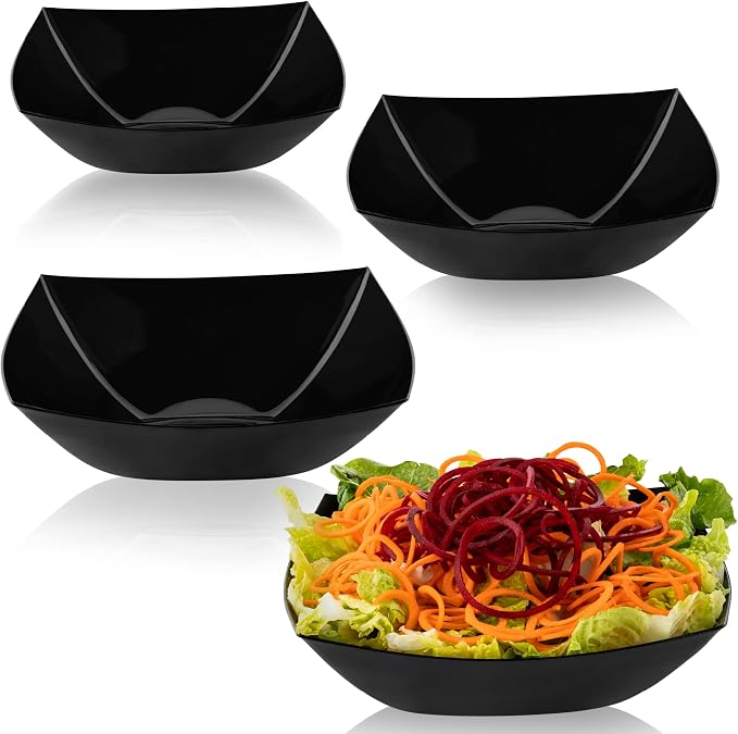 PLASTICPRO Disposable Square Serving Bowls, Party Snack or Salad Bowl, Plastic by PLASTICPRO