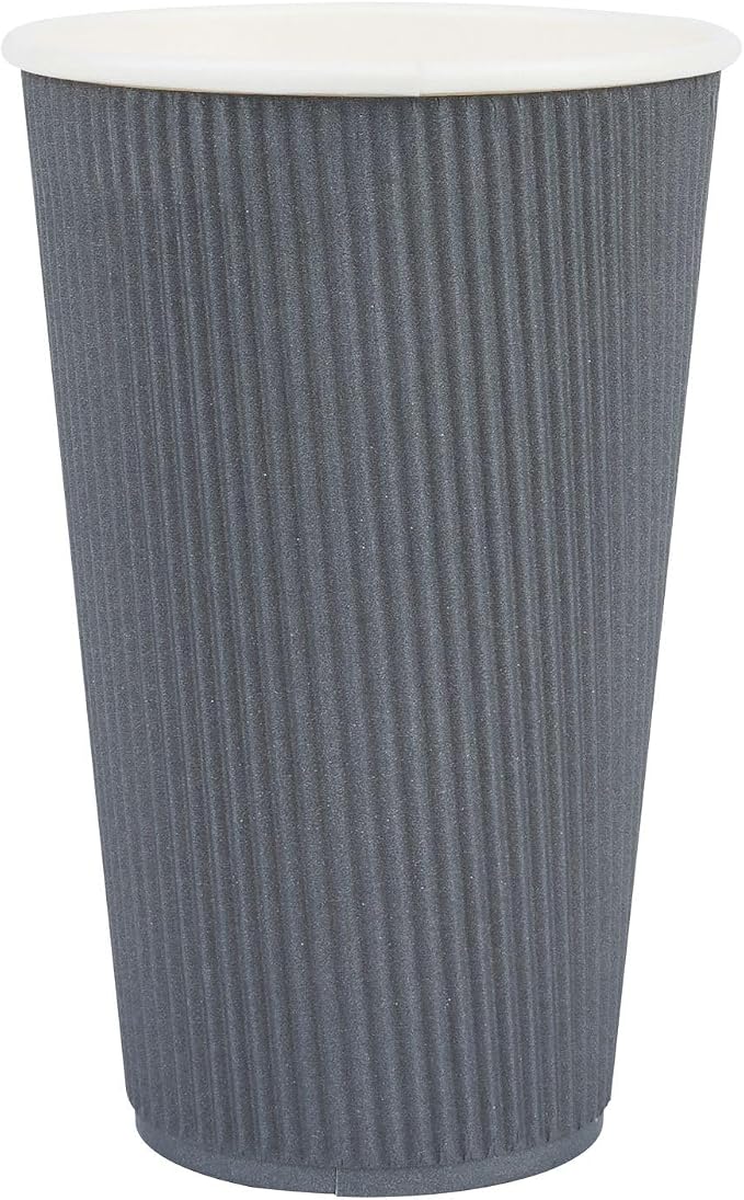 Restaurantware 16 Ounce Ripple Wall Disposable Coffee Cups, 500 Insulated Gray - Image 2