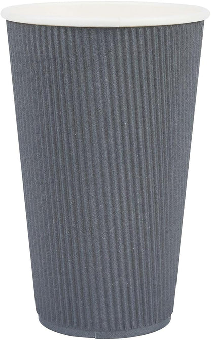Restaurantware 16 Ounce Ripple Wall Disposable Coffee Cups, 500 Insulated Gray - Image 2