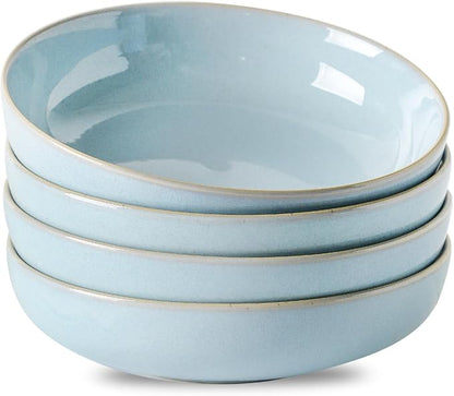 Ceramic Patsa Bowls, 34 oz Salad bowl Set of 4, Stoneware Serving Bowl by Tikooere