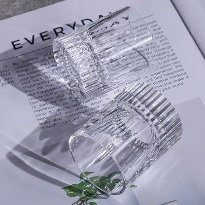 KAMMAK Crystal Whiskey Glasses Set of 2, Luxury 2.03oz Old Fashioned Glasses Stemless, Handcrafted Liquor Glasses, Hand Blown Scotch Cup for Women, Men Barware Gift for Cocktail, Bourbon