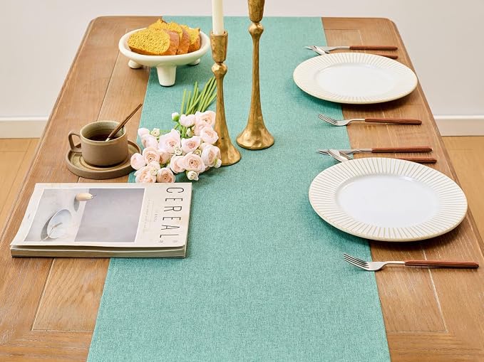 YATOJUZI Sage Green Table Runner Seasonal Sage Green Kitchen Dining Coffee - Image 2