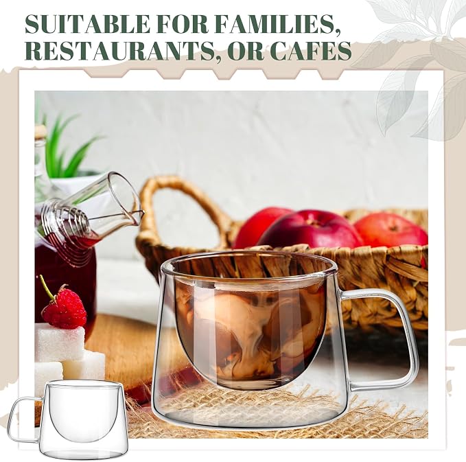 Rtteri 6.7 oz Double Wall Glass Coffee Mugs Set of 6 Espresso Mugs - Image 6