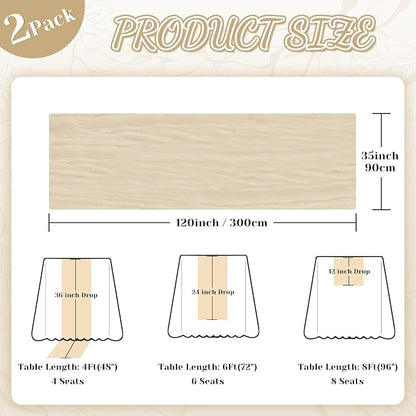 2 Pack Cheesecloth Table Runner, 120 Inch Beige Table Runner - Image 4