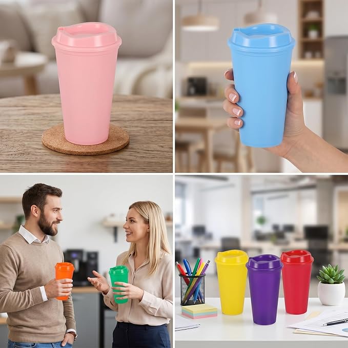 14 Reusable Cups with Lids, 16 oz Travel Coffee Cups, Bulk Coffee Cup - Image 7