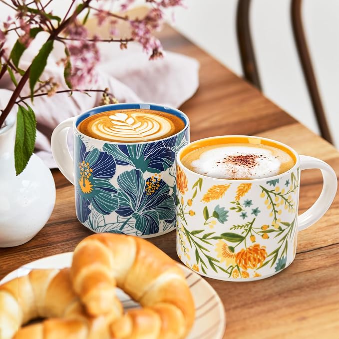 Frcctre Set of 4 Ceramic Coffee Mug Set, Large 15 Ounce Ceramic Tea Cup - Image 6