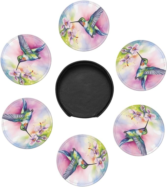 Hummingbirds Spring Leather Coasters Set of 6 - Image 7