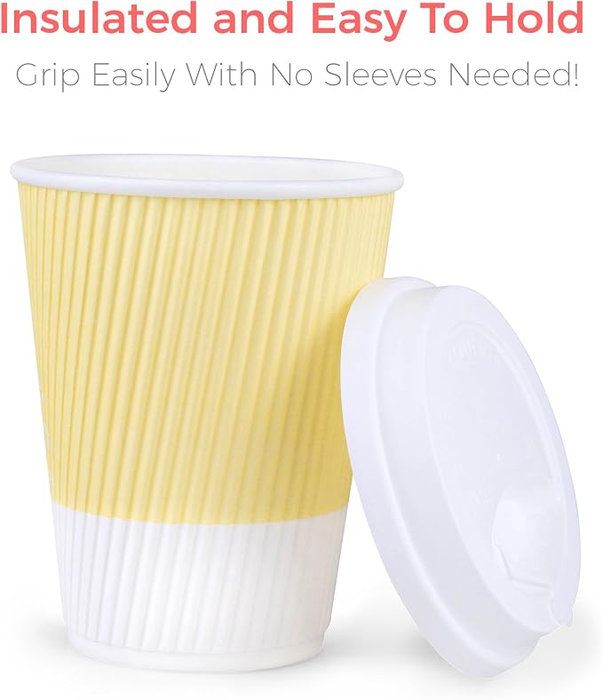 Disposable Coffee Cups With Lids - 12 oz To Go Coffee Cups With Resealable Lids - Image 3