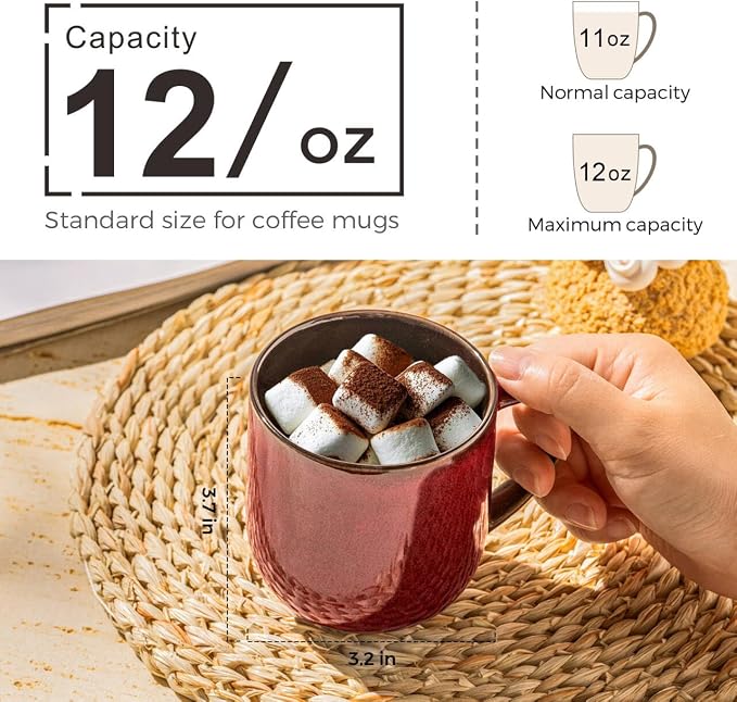 LERATIO Ceramic Coffee Mugs Set of 6, 12oz Handmade Coffee Mugs Set | Large - Image 2