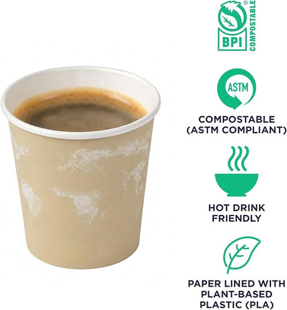 ECO PRODUCTS Compostable Disposable World Art 4oz Espresso Coffee Cups - Image 4