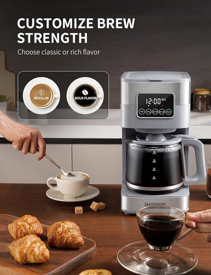 SHARDOR 10-Cup Programmable Coffee Maker, Regular & Strong Brew Drip Coffee - Image 4