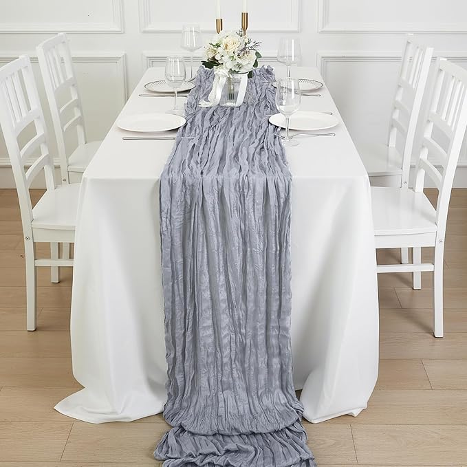 3 Pack Grey Cheesecloth Table Runner 120 Inch Boho Wedding Decor | Cheesecloth - Image 4