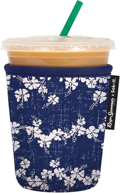 Sok It JavaSok Iced Coffee & Cold Soda Insulated Neoprene Cup Sleeve (Reyn Spooner 50th State Flower, Small: 16-20oz)