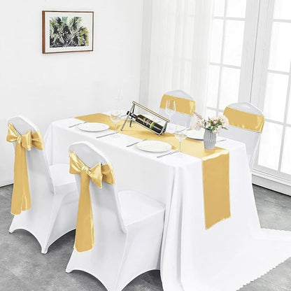 4-Pack Light Gold Satin Table Runner 12 x 108 Inch Long Bright and Smooth Silk - Image 5