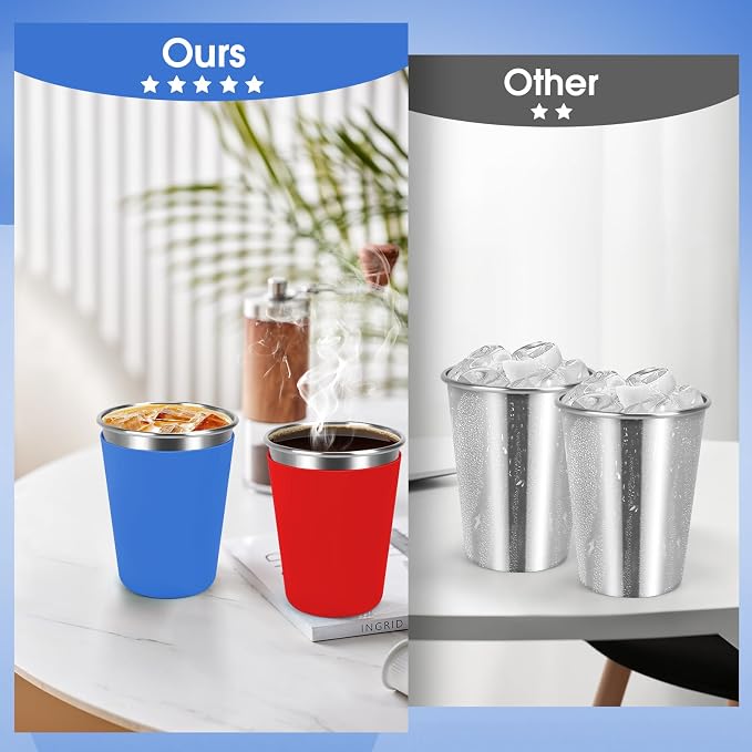 Stainless Steel Cups for Kids and Toddlers Stackable, 12oz Stainless Steel Kids - Image 6