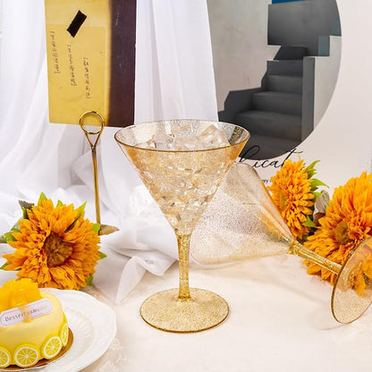 Liacere Martini Glasses Set of 6-11oz Plastic Gold Plastic Martini - Image 5