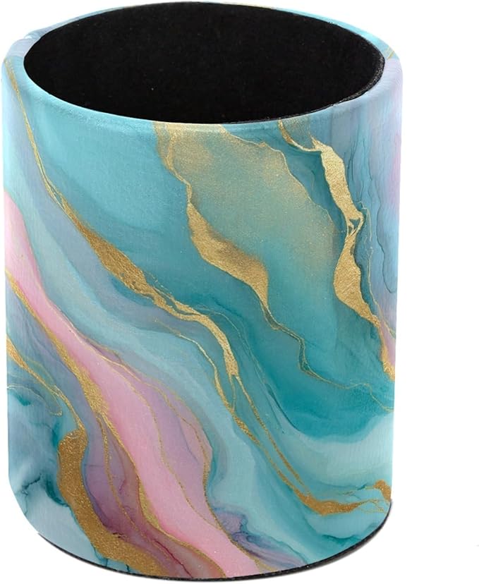Green Marble Abstract Art Leather Pen Holder by Unknown