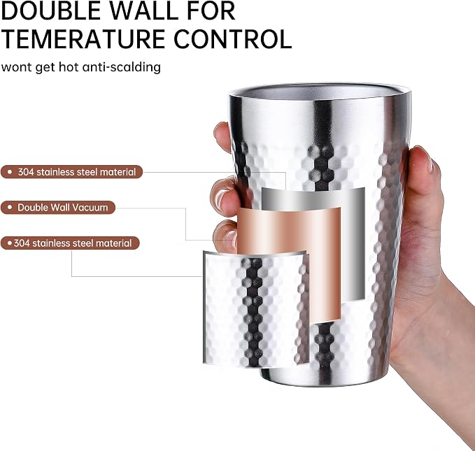 BEFOY Pint Cup - 16oz Double Layer Cup Wall Stainless Steel Unbreakable Hot & - Image 3