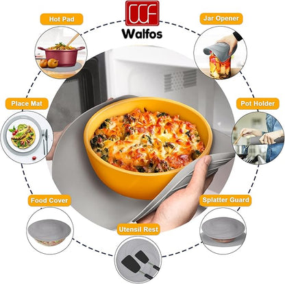 Walfos 12-Inch Silicone Microwave Mat & Pot Holders, Non-Slip Heat Resistant - Image 3