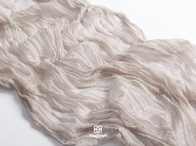 Vitalizart Cheesecloth Table Runner Nude 10ft Gauze Boho Rustic | 120 Inches - Image 3