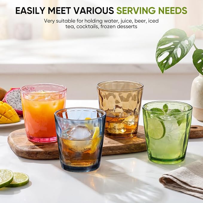 KISEER 8 Pack 12oz Plastic Colors Reusable Drinking Glasses Tumblers - Image 4