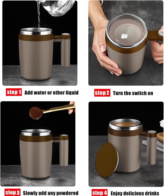 Self Stirring Mug, Rechargeable Auto Magnetic Coffee Mug - Image 3
