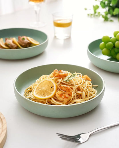 famiware Milkyway 33 oz Pasta Bowls Set of 4, Light Green | Double Reactive - Image 7