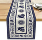Blue Birds Flowers Mexican Table Runner Spring Floral Decor | Blue Patchwork by Unknown