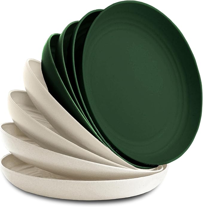 8-Pack Reusable Wheat Straw Plates Set by NookTheory