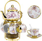 20 Pcs Porcelain Tea Set With Metal Holder, by YCWF