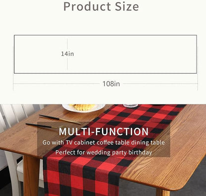 Tosewever Christmas Buffalo Check Plaid Table Runner, Cotton Polyester Blend - Image 2