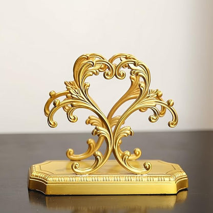 1 Gold Napkin Holder and 50 PCS Hydrangea Paper Napkins,Brass Napkin Holder,Classic combination and matching,Modern Dining Table Decor, Home Decor