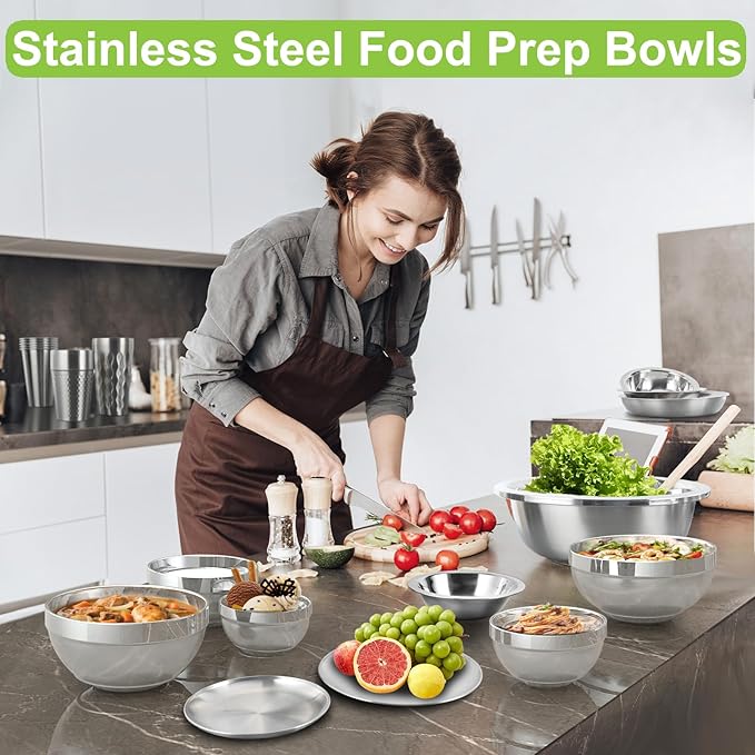 Stainless Steel Bowls Bulk, 20 Pack 5.1in 15.9oz 470ml Mini Small SUS304 Double Wall Insulated Stackable Metal Eating Bowl Containers for Restaurant Serving Snacks Ice Cream Soup Cereal Rice
