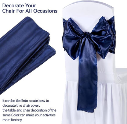 Navy Blue Satin Table Runners 12x108 inch 5 Pcs Bright Satin Silk Fabric | - Image 2