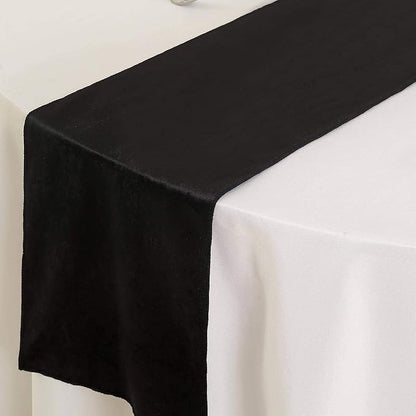 10 pcs 12x108-Inch Black Premium Velvet Table Runners by BalsaCircle
