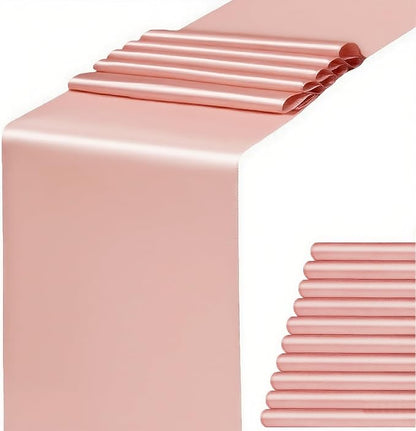 Pack of 10 Satin Blush Pink Table Runners 12 x 108 Inches by WENSINL