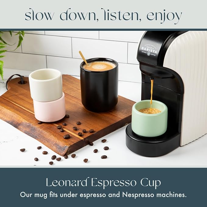 Folk Ceramics Leonard Ceramic Espresso Cups, Misty Green, Double Walled - Image 7