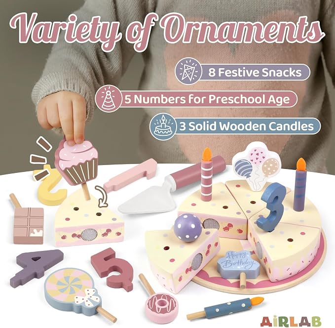 Wooden Birthday Party Cake Play Food Sets - Image 5