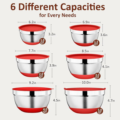 9 Pack Mixing Bowls with Airtight Lids Set, Stainless Steel Mixing Bowls with - Image 2