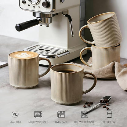MONITO 16Oz Coffee Mugs Set of 4, Rustic Ceramic Coffee Cups Set - Image 3